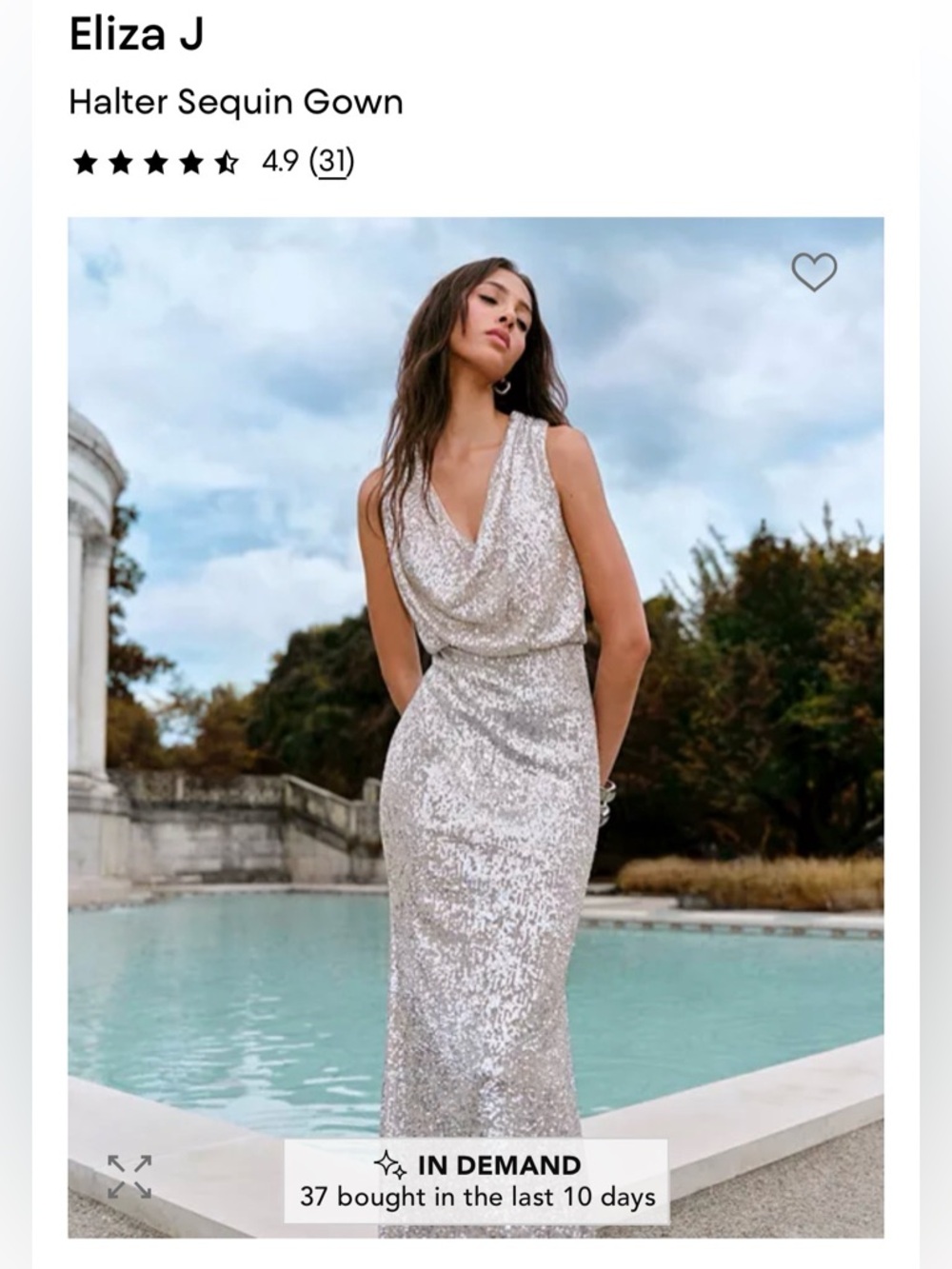 Eliza J Cowlneck Sequin Gown
